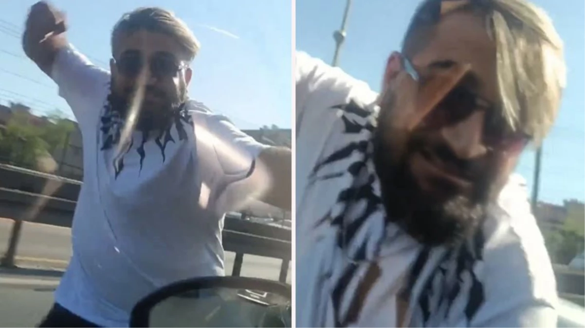 Trafikte yol kesen şahıs, hamile kadının bulunduğu arabayı yumrukladı