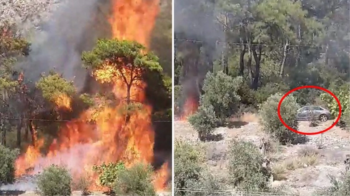 Muğla’daki yangının çıkış anı kamerada! Gizemli araç detayı