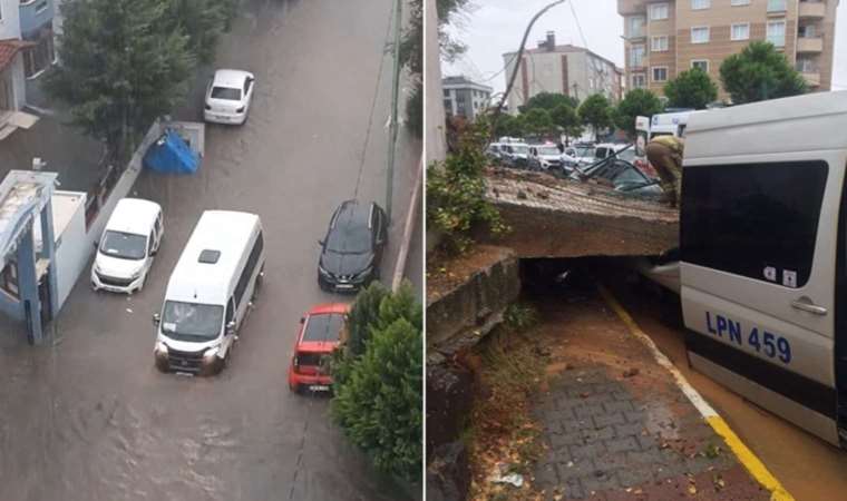 İstanbul’u sağanak vurdu: Yollar su altında kaldı, istinat duvarı çöktü!
