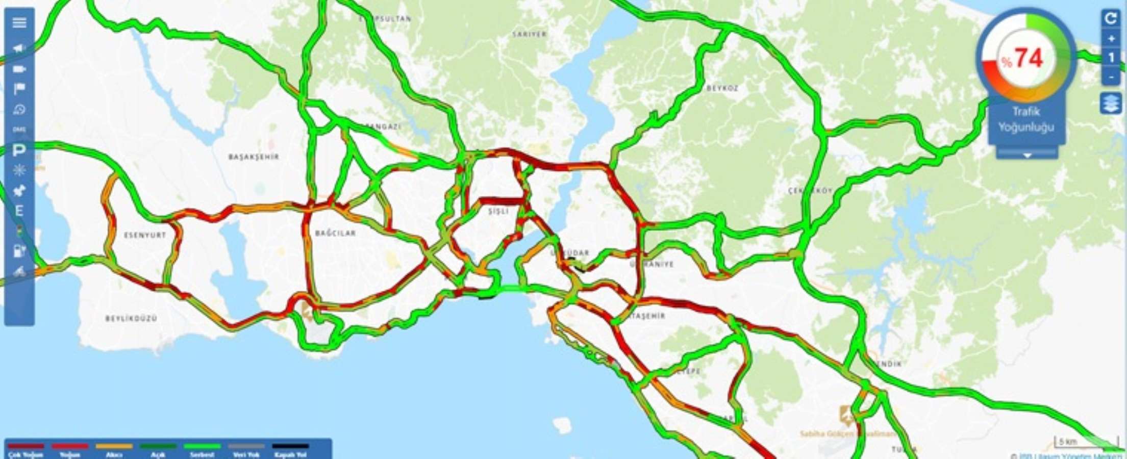 İstanbul'da trafik kilit: Yoğunluk yüzde 75'i buldu