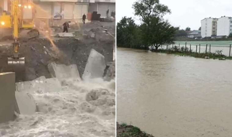 İstanbul’da yağmur etkili oluyor: Dereler taştı, istinat duvarı yıkıldı
