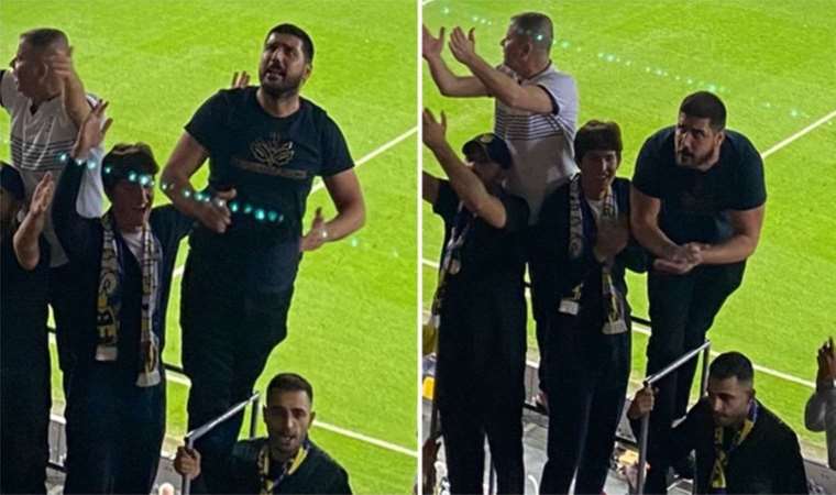 Maça damga vuran görüntü: Ali Koç’un oğlu tribünde amigoluk yaptı!