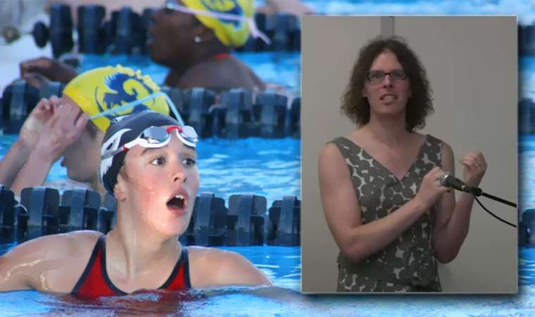 50 yaşındaki trans birey genç kızlar yüzme yarışmasına katıldı