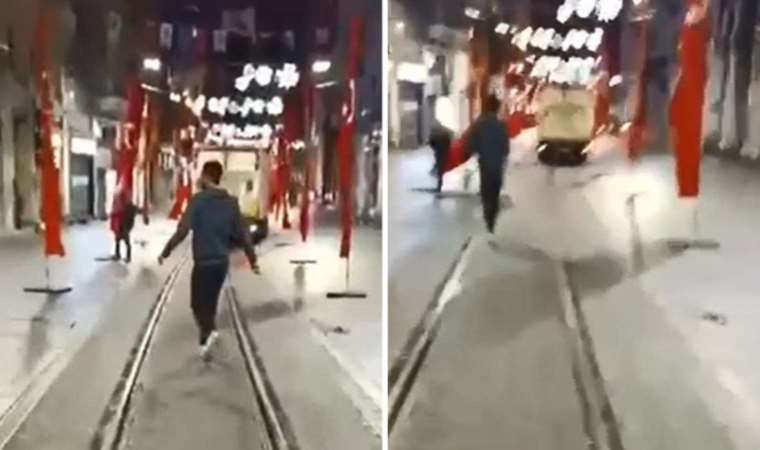 İstiklal Caddesi’nde bayrakları yere atan şahıs gözaltına alındı