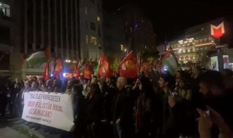 TKP’den Beyoğlu’nda Filistin’e destek eylemi: ‘Katil İsrail, katil ABD!’