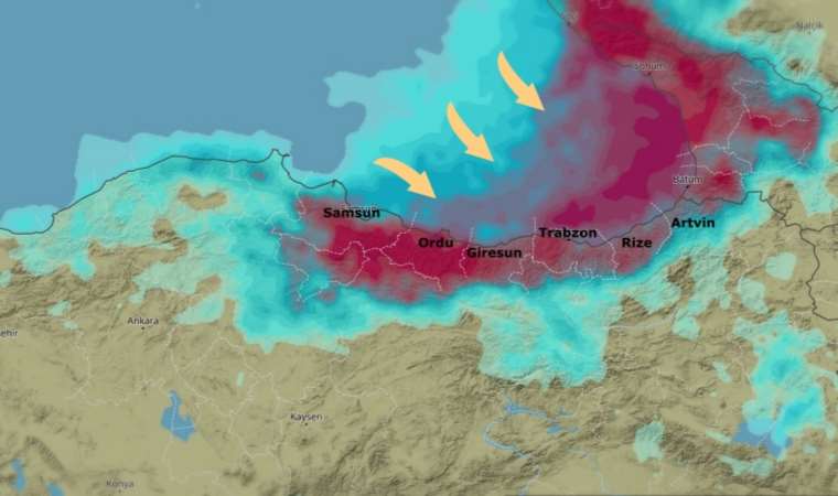 Trabzon, Rize, Artvin, Samsun, Ordu ve Giresun dikkat! Hazırlıklı olun sabah’a kadar sürecek m2’ye 75kg düşmesi bekleniyor…