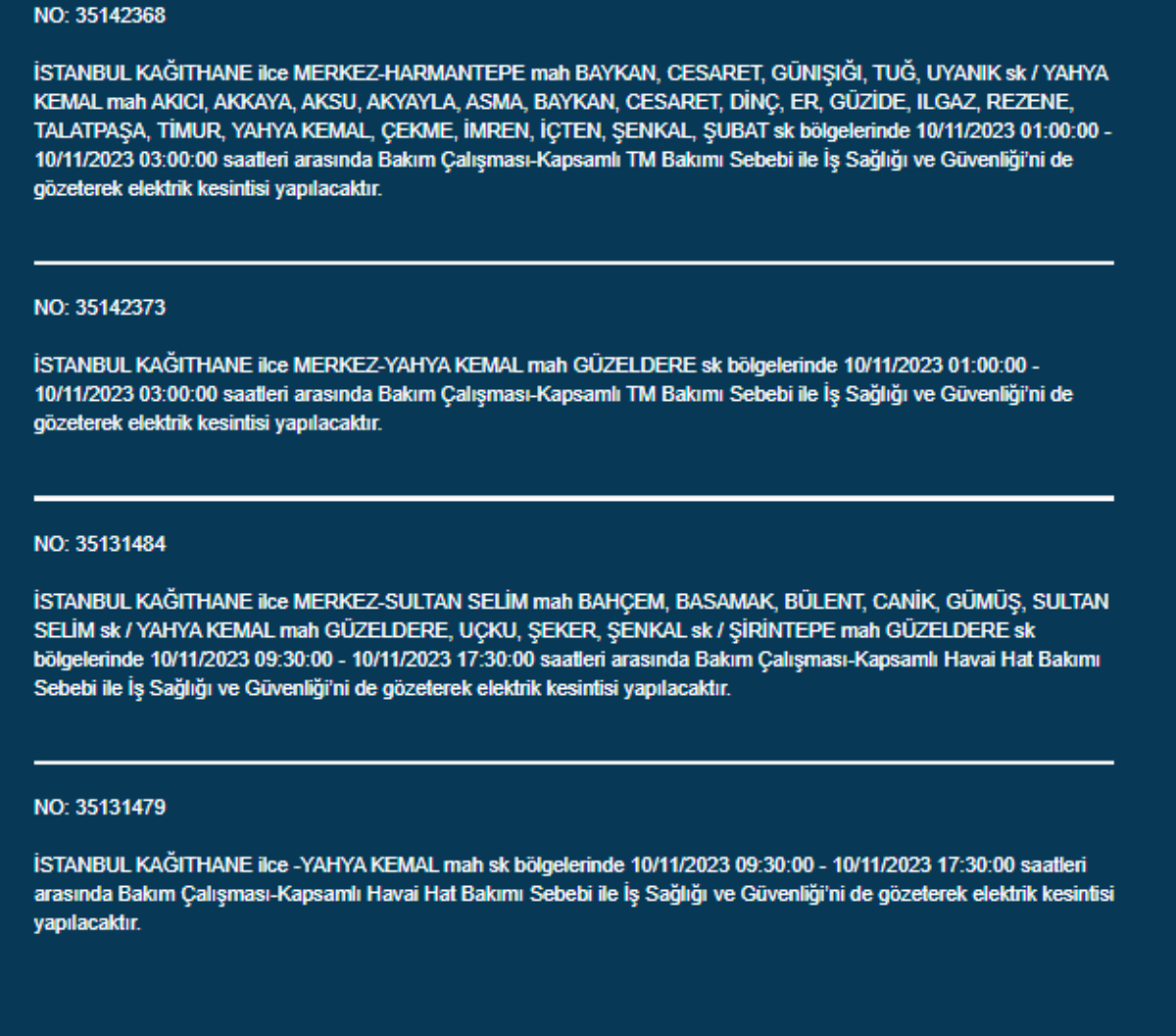 21 ilçede elektrikler kesilecek! İstanbul'da bugün elektrik kesintisi yaşanacak ilçeler hangileri? 10 Kasım İstanbul'da elektrik ne zaman gelecek? Bakırköy, Bahçelievler, Kadıköy, Beşiktaş, Avcılar'da elektrikler ne zaman gelecek?