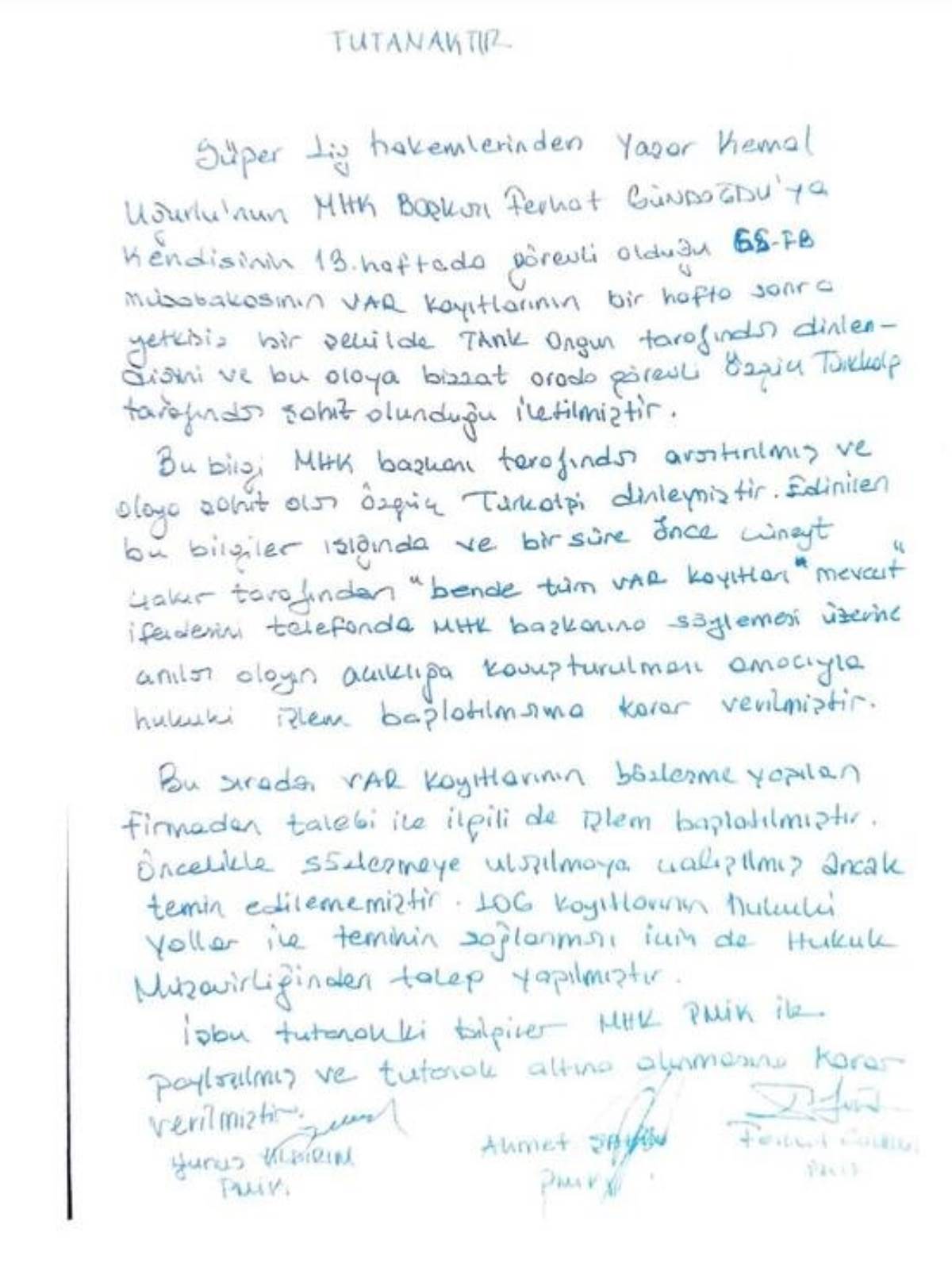 Hakem Tarık Ongun'un VAR kayıtlarını dinlediği iddia edilmişti: TFF konuyla ilgili 14 sayfa tutanak yayınladı!