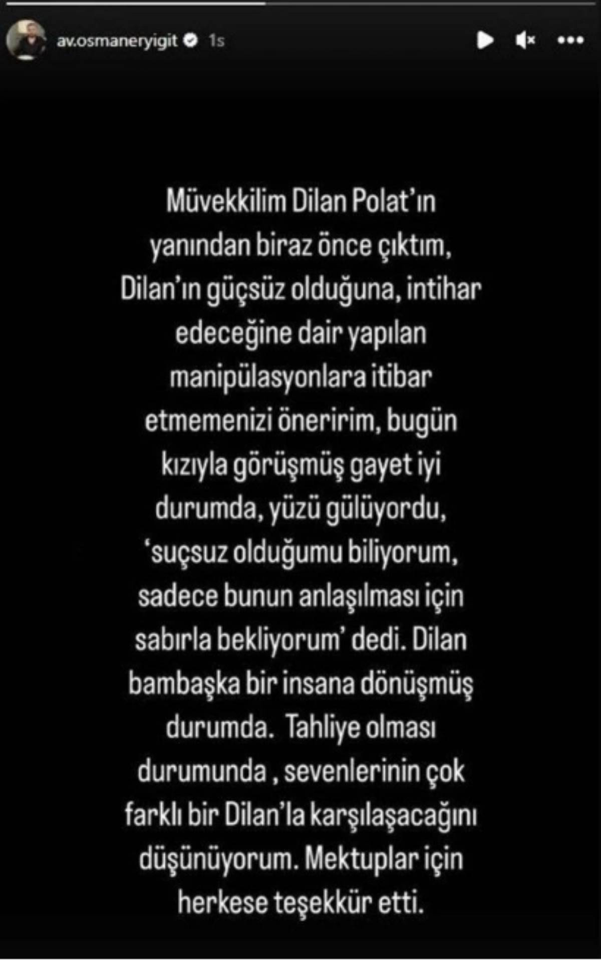 'İntihar etmek istiyorum' dediği iddia edilen Dilan Polat'ın avukatından açıklama: 'İtibar etmeyin'