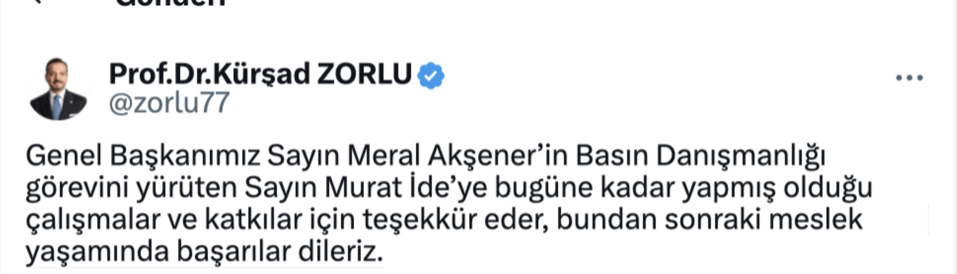 Kürşad Zorlu açıkladı: Meral Akşener'in basın danışmanı Murat İde’nin görevine son verildi