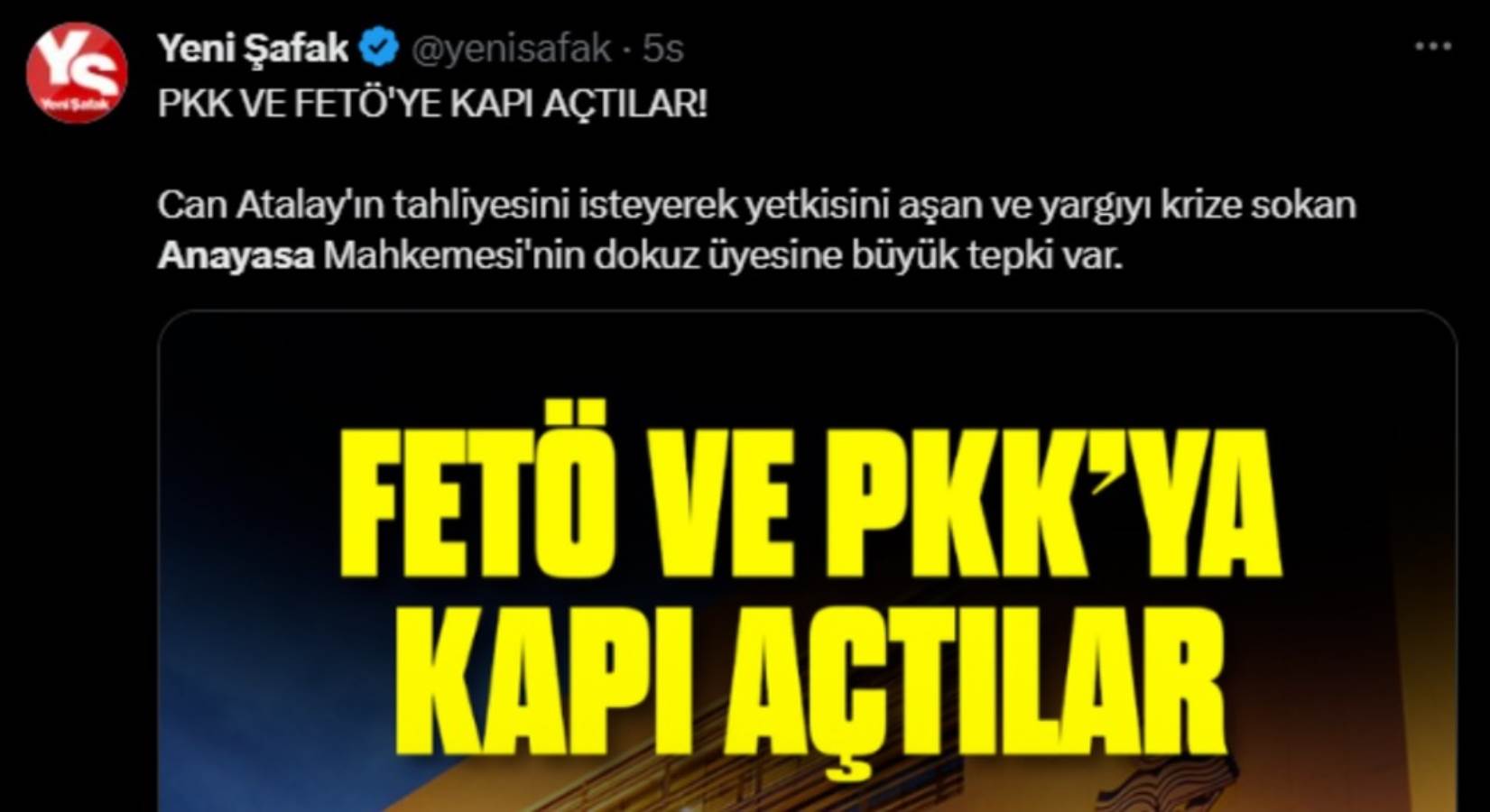 Yeni Şafak bunu da yaptı: Can Atalay hakkında hak ihlali kararı veren AYM üyeleri açık hedef gösterildi!