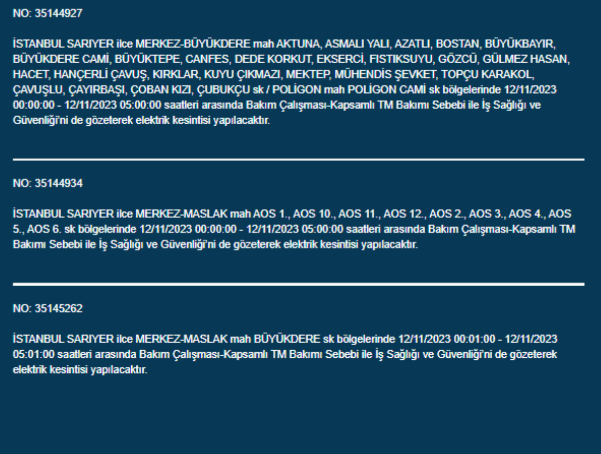 28 ilçede elektrikler kesilecek! İstanbul'da bugün elektrik kesintisi yaşanacak ilçeler hangileri? 12 Kasım İstanbul'da elektrik ne zaman gelecek? Avcılar, Bağcılar, Beylikdüzü, Fatih, Esenyurt, Pendik, Maltepe, Sancaktepe'de elektrikler ne zaman gelecek?