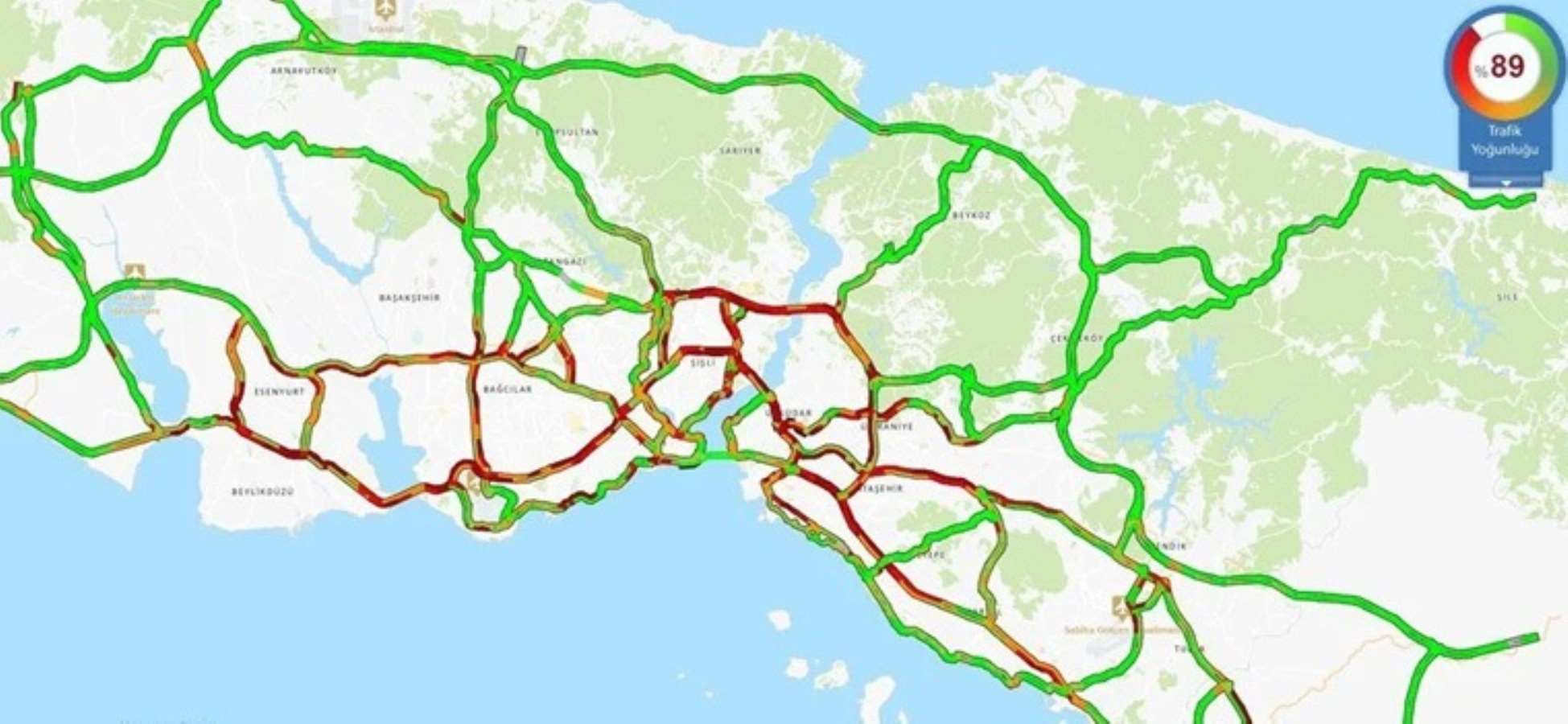 İstanbul'da trafik kilit: Yoğunluk yüzde 90'ı buldu