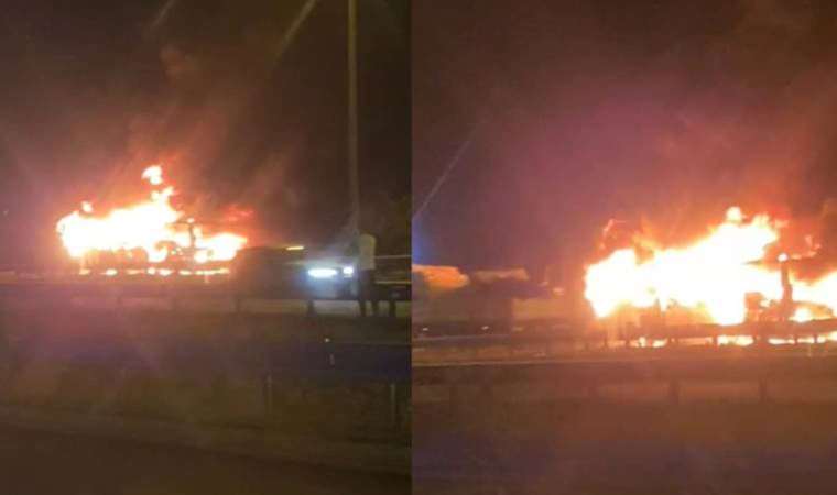 Seyir halindeydi… Yolcu otobüsü alev alev yandı!