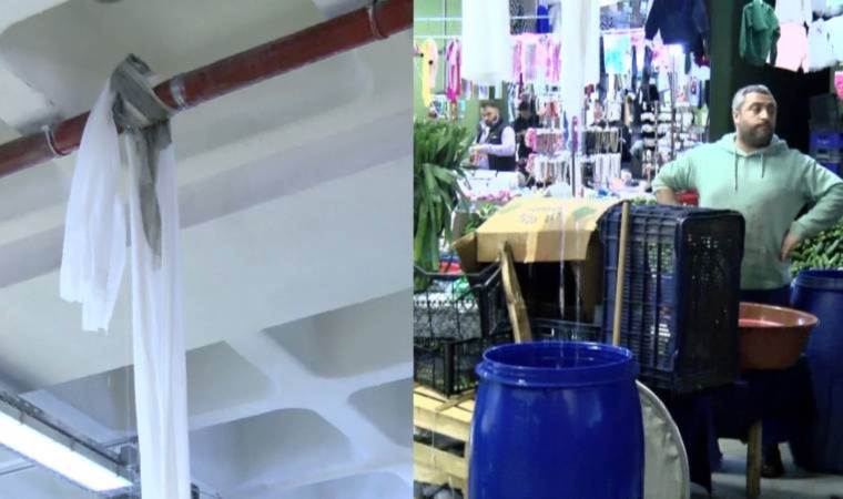 İstanbul’da şiddetli yağış… Kapalı pazarı su bastı!