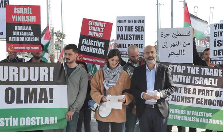 Beylikdüzü’ndeki Ambarlı Limanı’nda İsrail protestosu