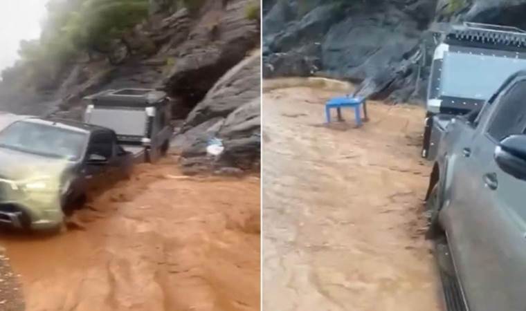 Muğla’da sağanak sele neden oldu… Araçlar metrelerce sürüklendi