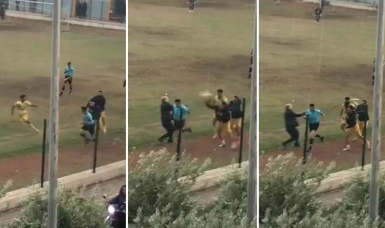 Futbol sahasında çirkin görüntüler: Kırmızı kart gören oyuncu kramponlarıyla hakeme saldırdı!