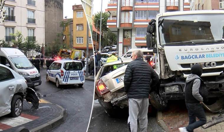 Bağcılar’da çöp kamyonu sokağı savaş alanına çevirdi: 7 araca çarparak durabildi