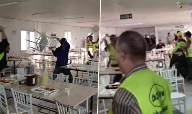 Şakalaşma kavgaya dönüştü, inşaat işçileri yemekhanede birbirine girdi