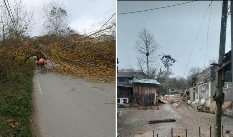 Samsun’da fırtına etkili oldu… Elektrik direkleri devrildi