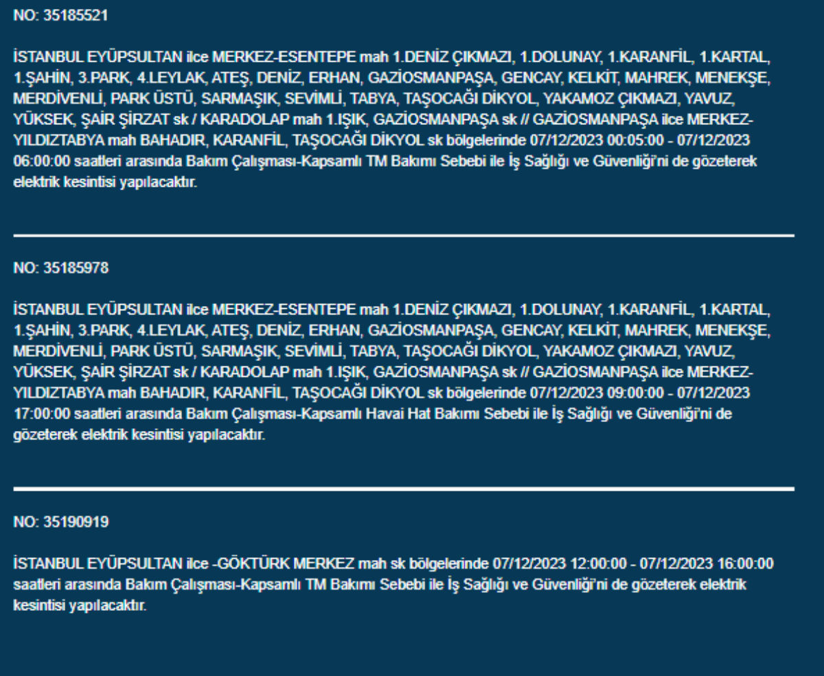 İstanbul'da 32 ilçede elektrik kesintisi: İstanbul'da bugün elektrik kesintisi yaşanacak ilçeler hangileri? İstanbul'da elektrikler ne zaman gelecek?