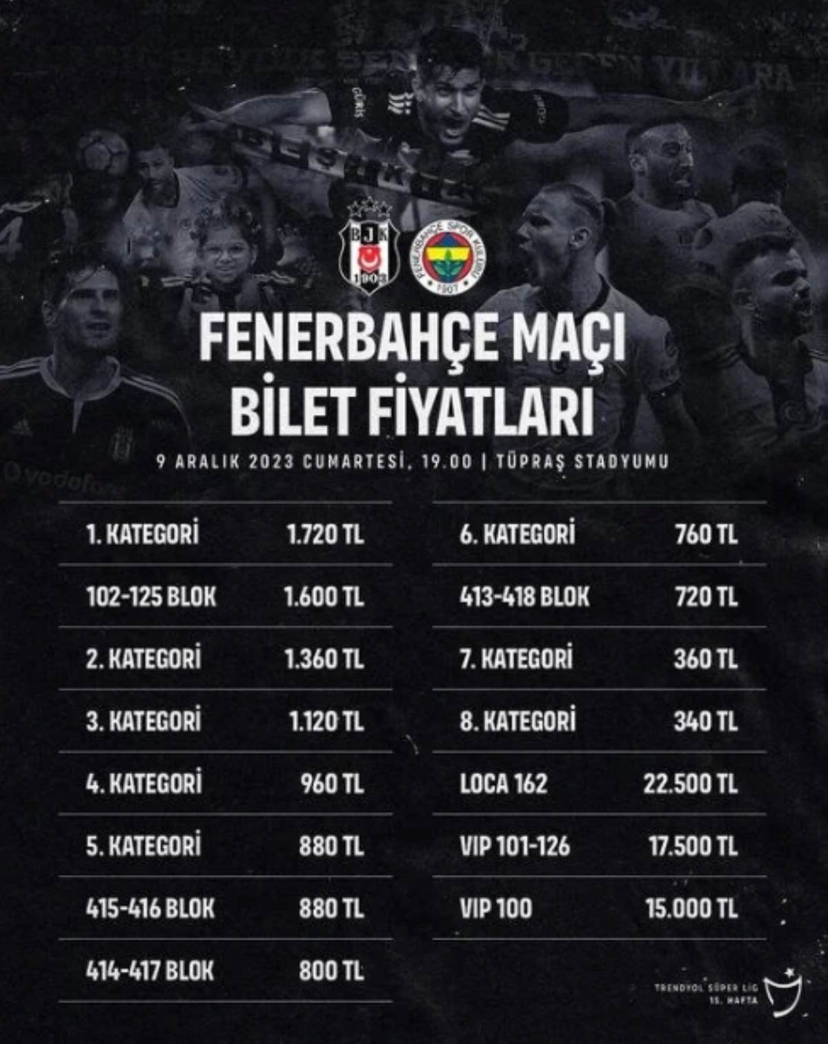 Beşiktaş - Fenerbahçe derbisinin biletleri satışa çıkıyor!