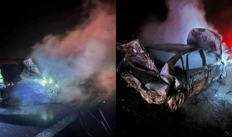 Feci kaza… Çarpışan 2 otomobilden 1’i alev aldı: 7 kişi yaralandı!