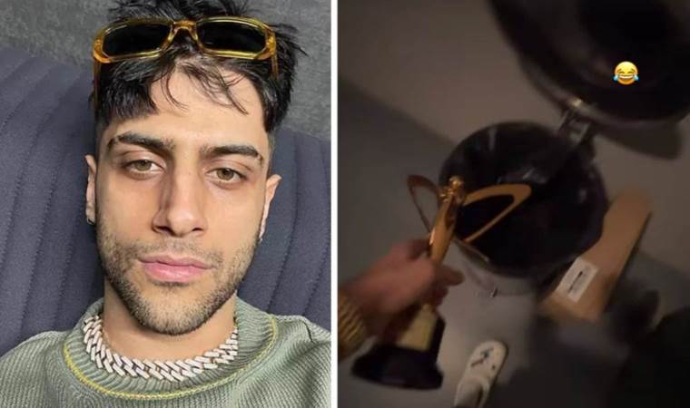 O paylaşım tepki çekti: Altın Kelebek’te ödül alamayan Reynmen, eski ödülünü çöpe attı