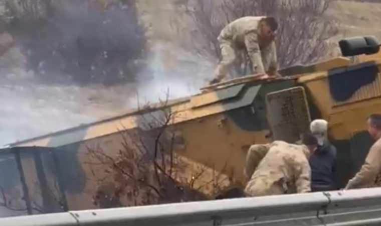 Mardin’de zırhlı askeri araç şarampole devrildi: 2 yaralı