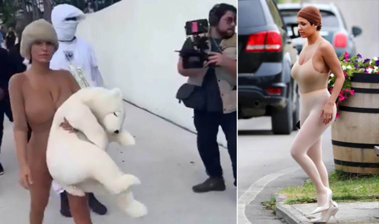 Transparan kıyafeti ve oyuncak ayısıyla gündemde