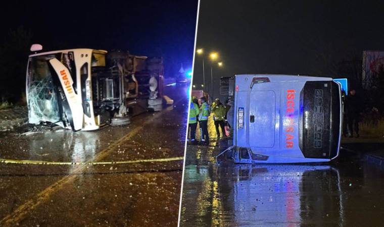 Afyonkarahisar’da midibüs devrildi: 24 kişi yaralandı