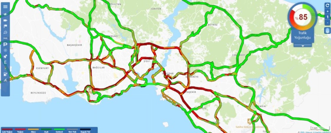 İstanbul'da trafik yoğunluğu yüzde 90'a ulaştı