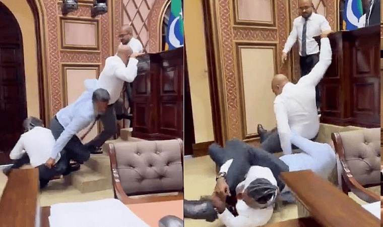 Maldivler Parlamentosu’nda kavga: Milletvekilleri birbirine girdi