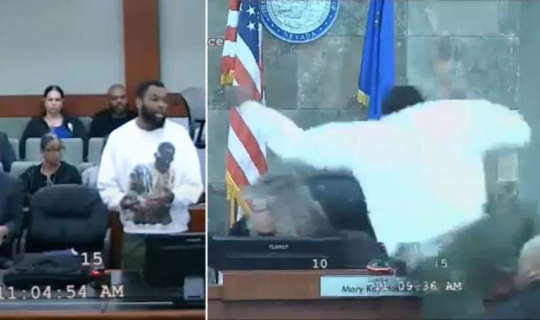 Mahkemede kaos: Hakimin üstüne atladı