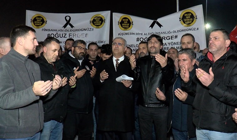 Taksiciler İzmir’de öldürülen meslektaşları Oğuz Erge için toplandı