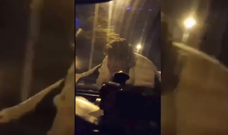 Otomobildeki tehlikeli yolculuğunu sosyal medyada paylaştı!