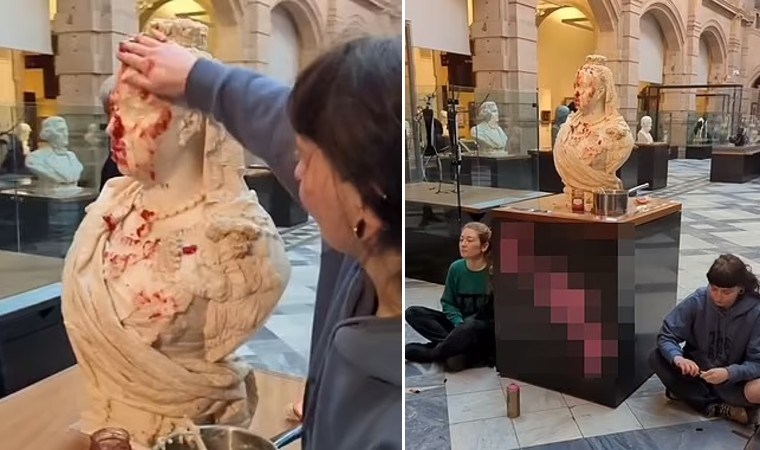 Kraliçe Victoria büstüne saldırı: ‘Gıda haktır’