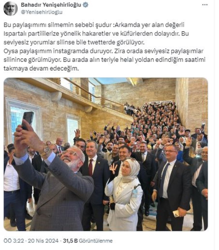 AKP'li Yenişehirlioğlu'ndan 'Rolex' açıklaması: Helal yoldan edindim, takmaya devam edeceğim