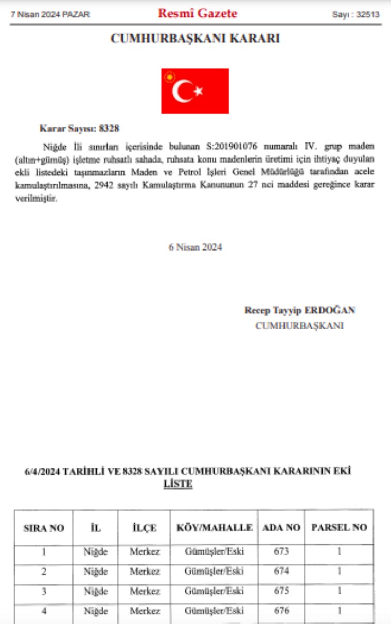 İktidar talana doymuyor: Niğde’de altın ve gümüş madeni için kamulaştırma kararı alındı