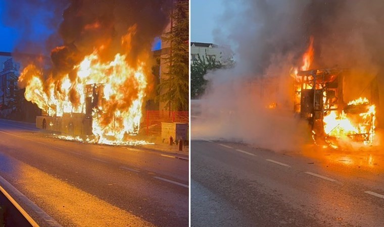 Korku dolu anlar… İETT otobüsü alev alev yandı!