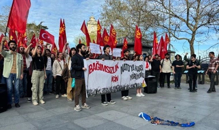 TKP’lilerden Dolmabahçe’de yürüyüş: NATO bayrağı yaktılar