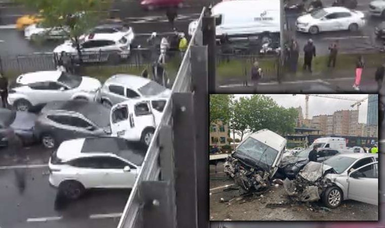 Beşiktaş’ta 8 aracın karıştığı zincirleme kazanın görüntüsü ortaya çıktı