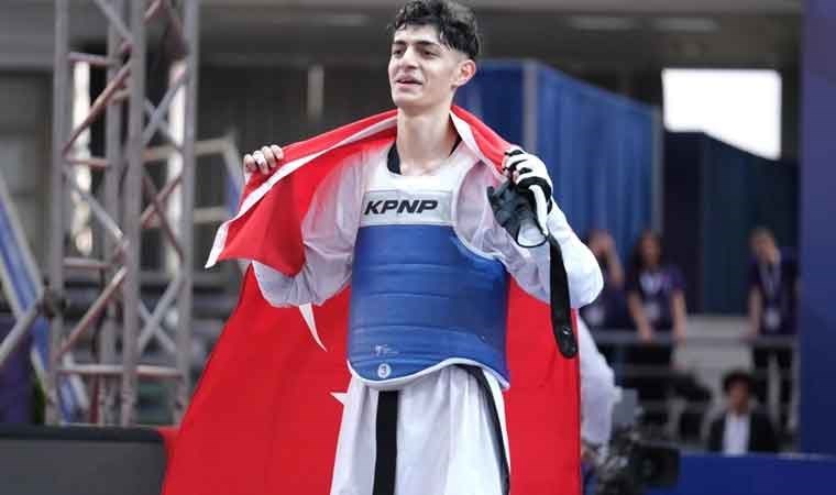 Milli tekvandocu Furkan Ubeyde Çamoğlu’ndan Avrupa Şampiyonası’nda altın madalya