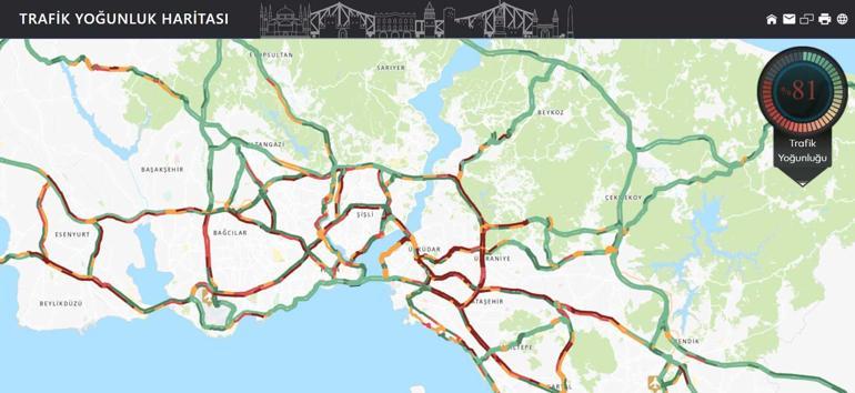 İstanbul'da yağmurun etkisi ile trafik yoğunluğu yüzde 80'i aştı