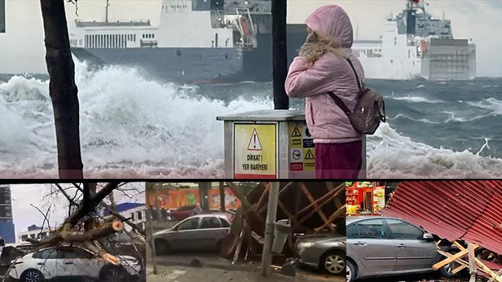 İstanbul’u Fırtına Vurdu: Çatılar Uçtu, Seferler İptal Edildi, Feribot Denizde Mahsur Kaldı