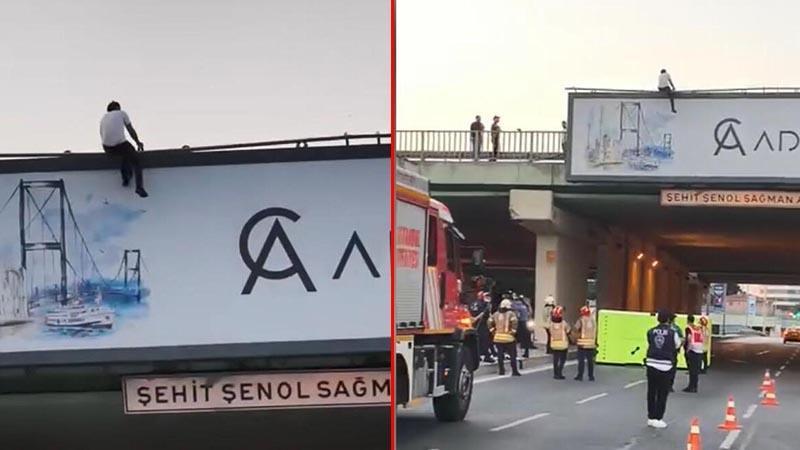 Şişli’de üst geçitte hareketli anlar
