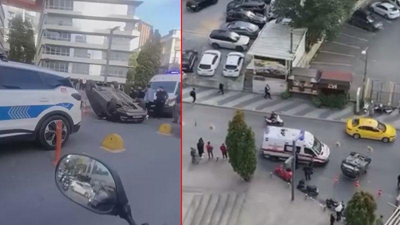 Maslak’ta otomobil takla attı: Sürücü ayakta tedavi edildi